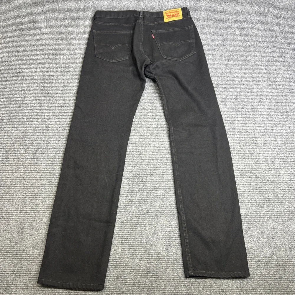 Levis 505 Regular Fit Straight Leg Black Denim Jeans Mens 33x34